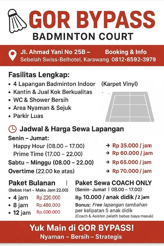 Bulutangkis Karawang untuk Anak dan Keluarga
